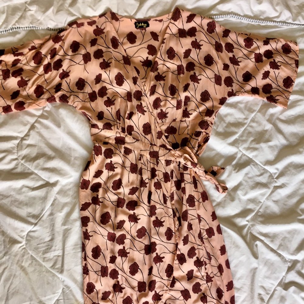 Symbology Kimono Style Wrap Dress Blush Poppy